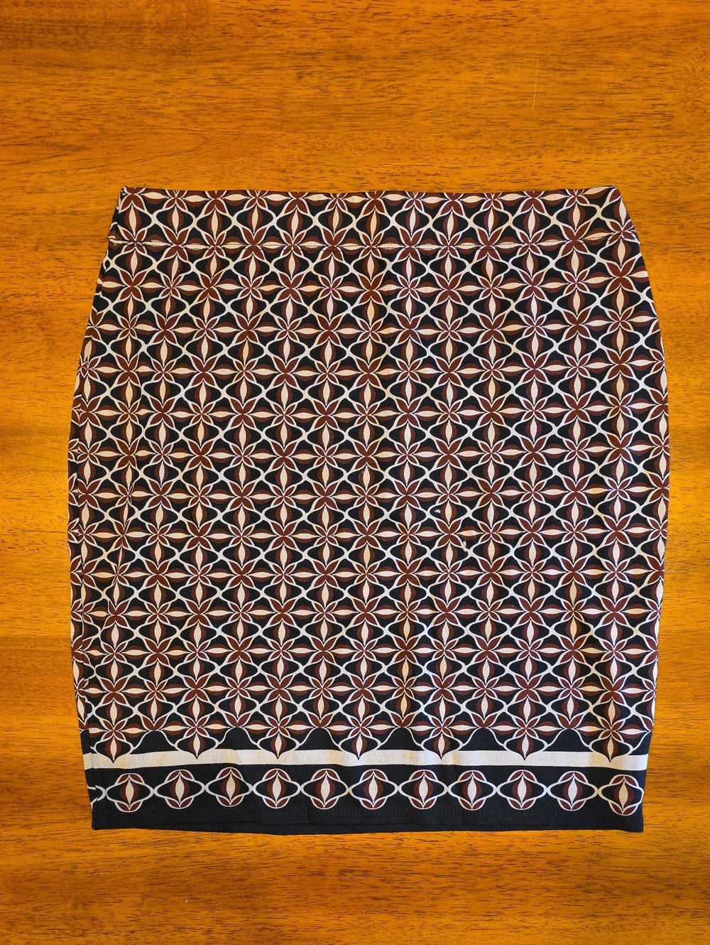 Max Studio Black and Brown Geometric Pencil Skirt